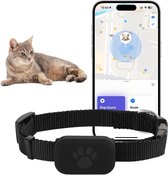 GPS KattenTracker - Zonder Maandelijkse Kosten - Werkt Met iOS/Android - IP67 Waterdicht - CR2032 Batterij (1+ Jaar) - Verstelbare Nylon Halsband - Zwart