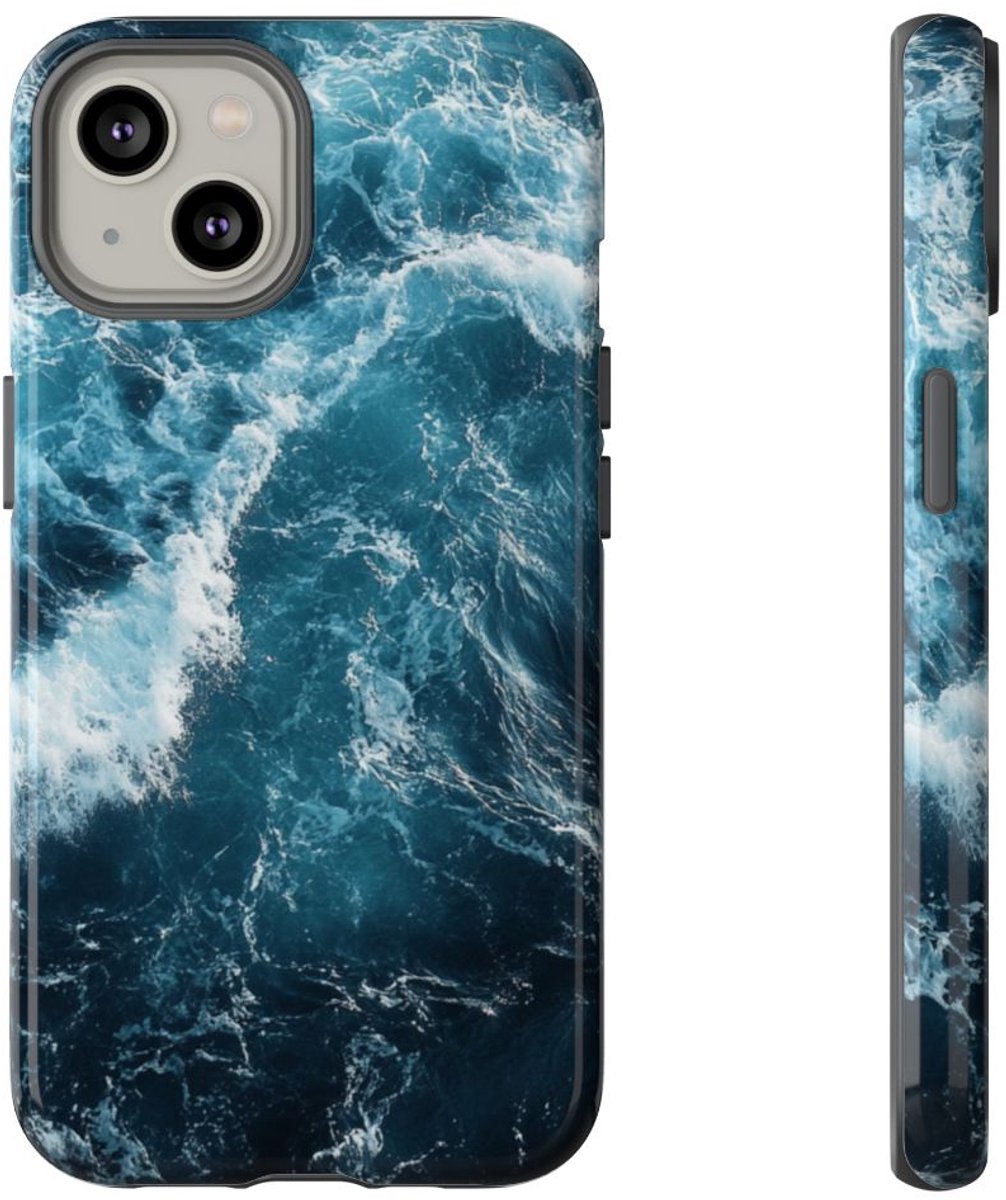 Oceaangolven in Diepblauw – Telefoonhoesje Geschikt voor iPhone 14