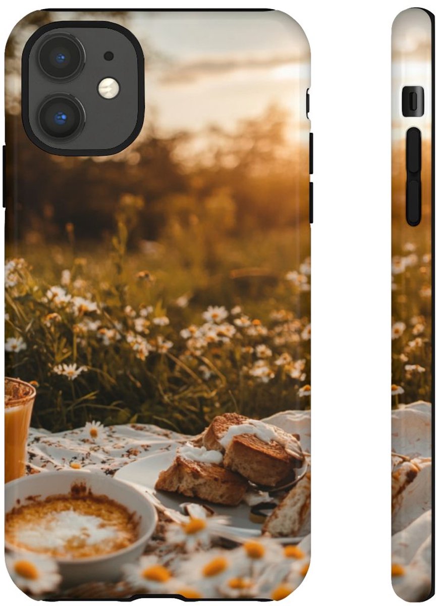Zonnig Madeliefjesveld Ontbijtscène – Telefoonhoesje Geschikt voor iPhone 11