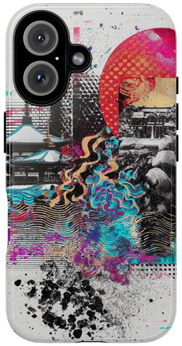 Abstracte Japanse Zen Tuin Collage – Telefoonhoesje Geschikt voor iPhone 16