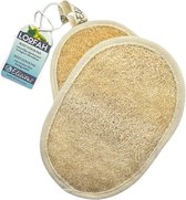 Elicious® - Luffa - Tampon de gommage corporel - Set de 2 - 100 % naturel - Végétal - Compostable - Gant de gommage - Éponge naturelle - Gommage - Peeling - Sans plastique - Durable - Sans tests sur les animaux - Végétalien - Réutilisable