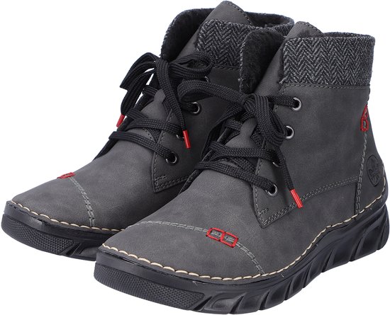 Bottines à lacets pour femme Rieker avec doublure chaude 55031-45 gris foncé