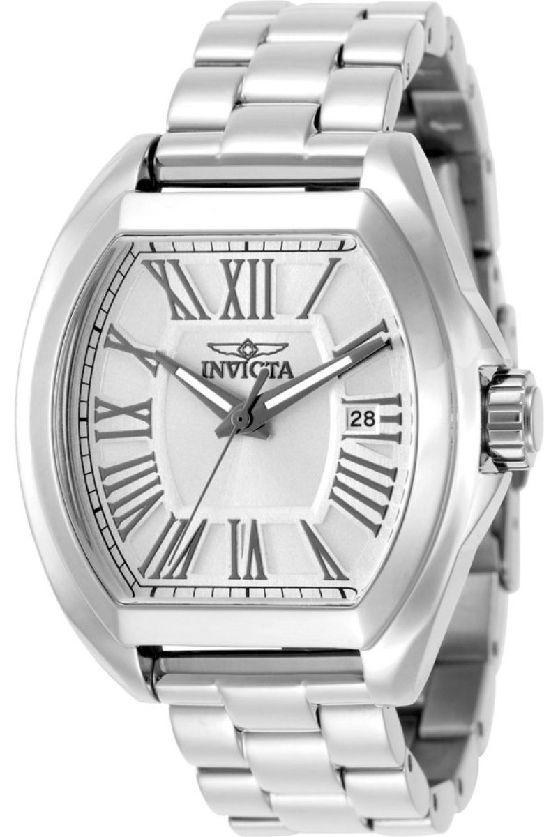 Invicta Angel 48182 Dames Horloge - Waterdicht - Analoog - Quartz Uurwerk - Roestvrij Staal met zilveren Wijzerplaat - 38mm