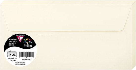 Enveloppe - CLAIREFONTAINE - Pollen - 120g - 162x229 mm - Rouge groseille - Paquet de 20 - Enveloppe - Achat & prix