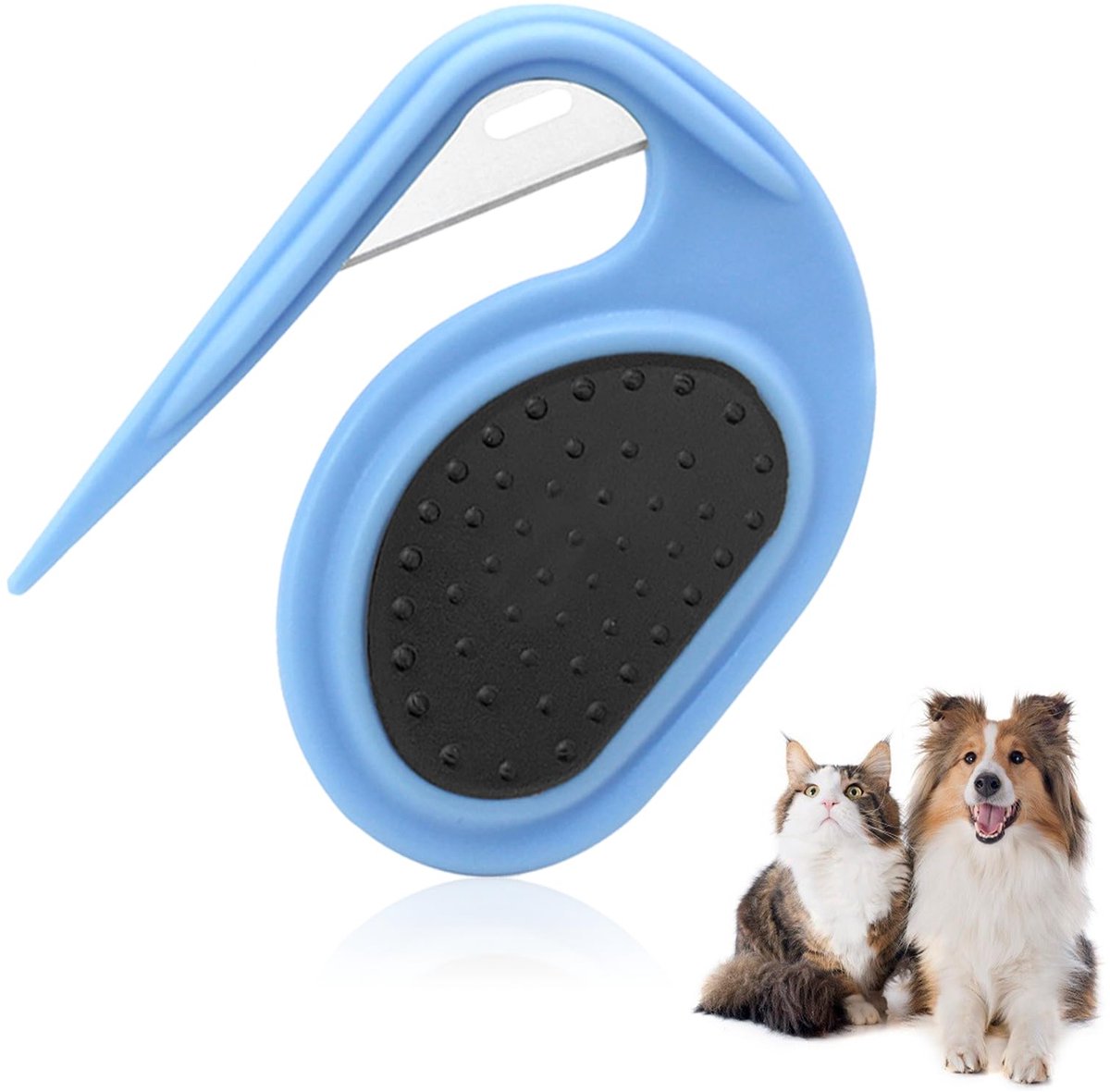 KJG Ontklitmes Kat, Huisdier Knoopkam met Stalen Mes, Knoopkam voor Katten, Ontklitkam voor Honden, Kattenkam, voor Langharige Katten, Honden