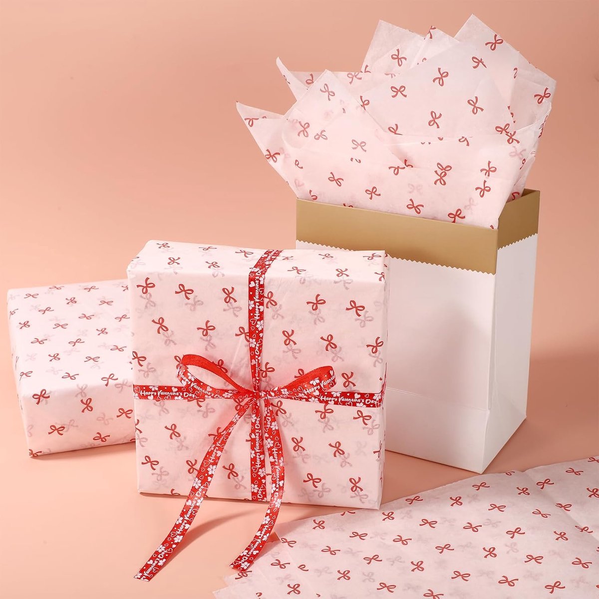 30st Coquette Strik Inpakpapier, Schattig Strik 30st Coquette Strik Inpakpapier, Schattig Strik