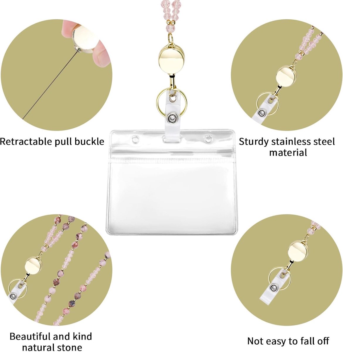 Regenboog ID-badgehouder met lanyard, Be Kind Lanyards voor ID-badges en sleutels, Siliconen kralen Breakaway Lanyard voor Vrouwen Leraar Verpleegster, ID-kaarthouder Naam Badge Houder, Lanyard
