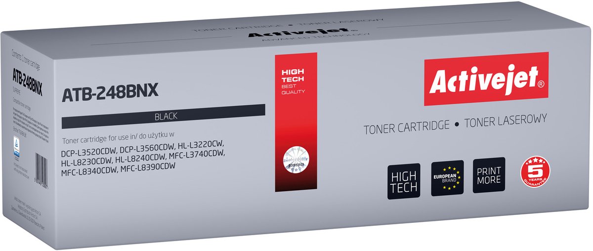 Activejet ATB-248BNX toner voor Brother printers; Vervanging Brother TN248XLBK; Supreme; 3000 pagina's; zwart)