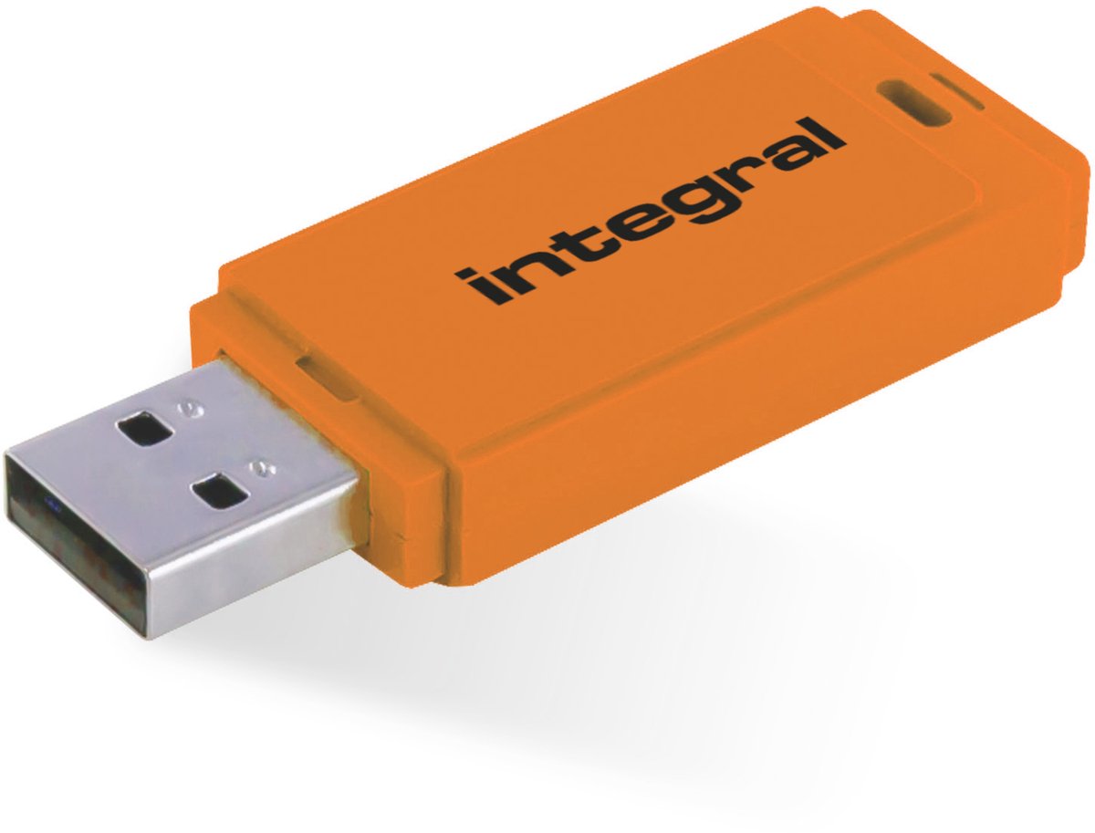 Integral Memory stick 64GB Neon Orange USB Flash Drive USB 2.0 INFD64GBNEONOR