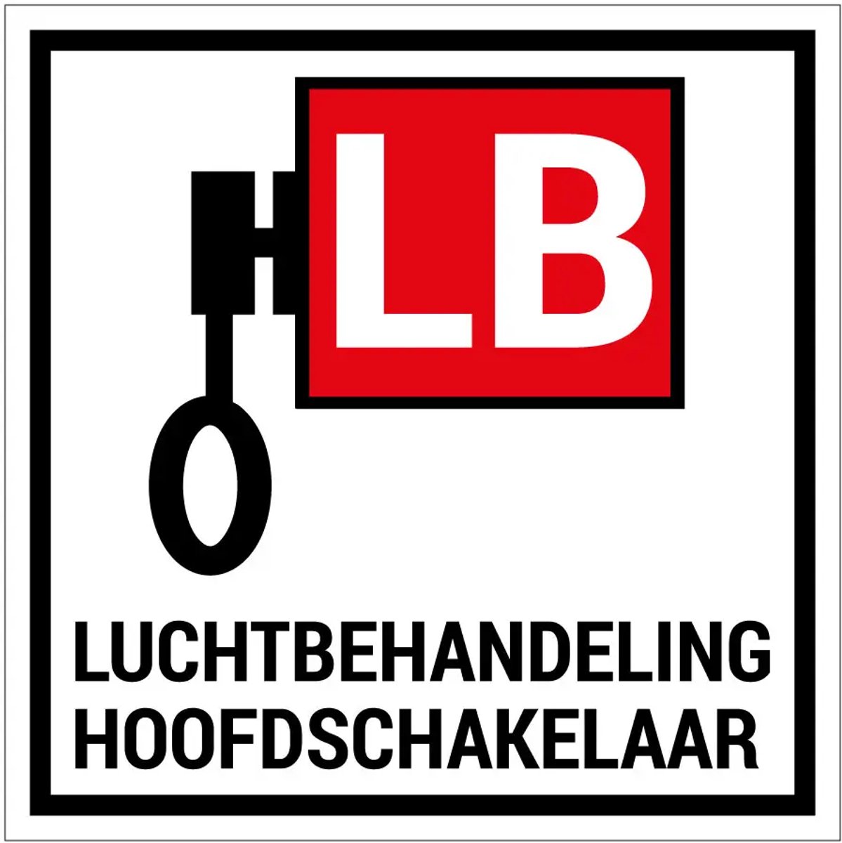 Hoofdschakelaar luchtbehandeling bord | gecoat dibond materiaal | 20 x 20 cm