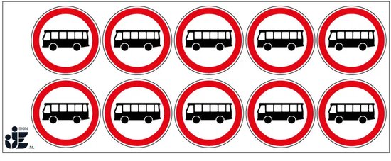 Foto: Gesloten voor autobussen sticker c7a 5 cm 10 stuks per vel