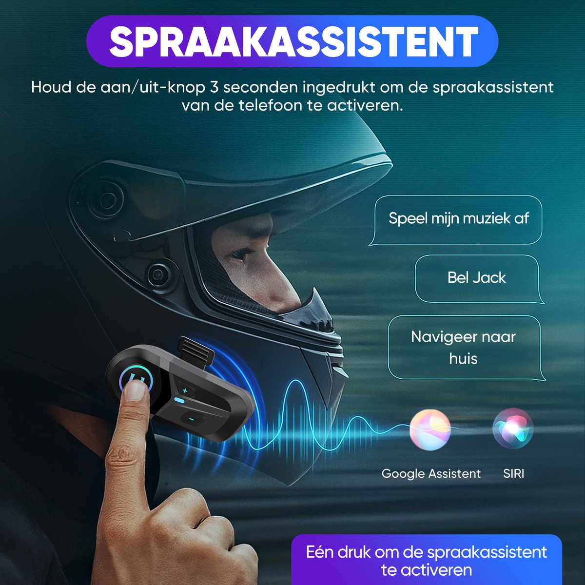 XELAR Draadloze Motorhelm Headset thumbnail 4