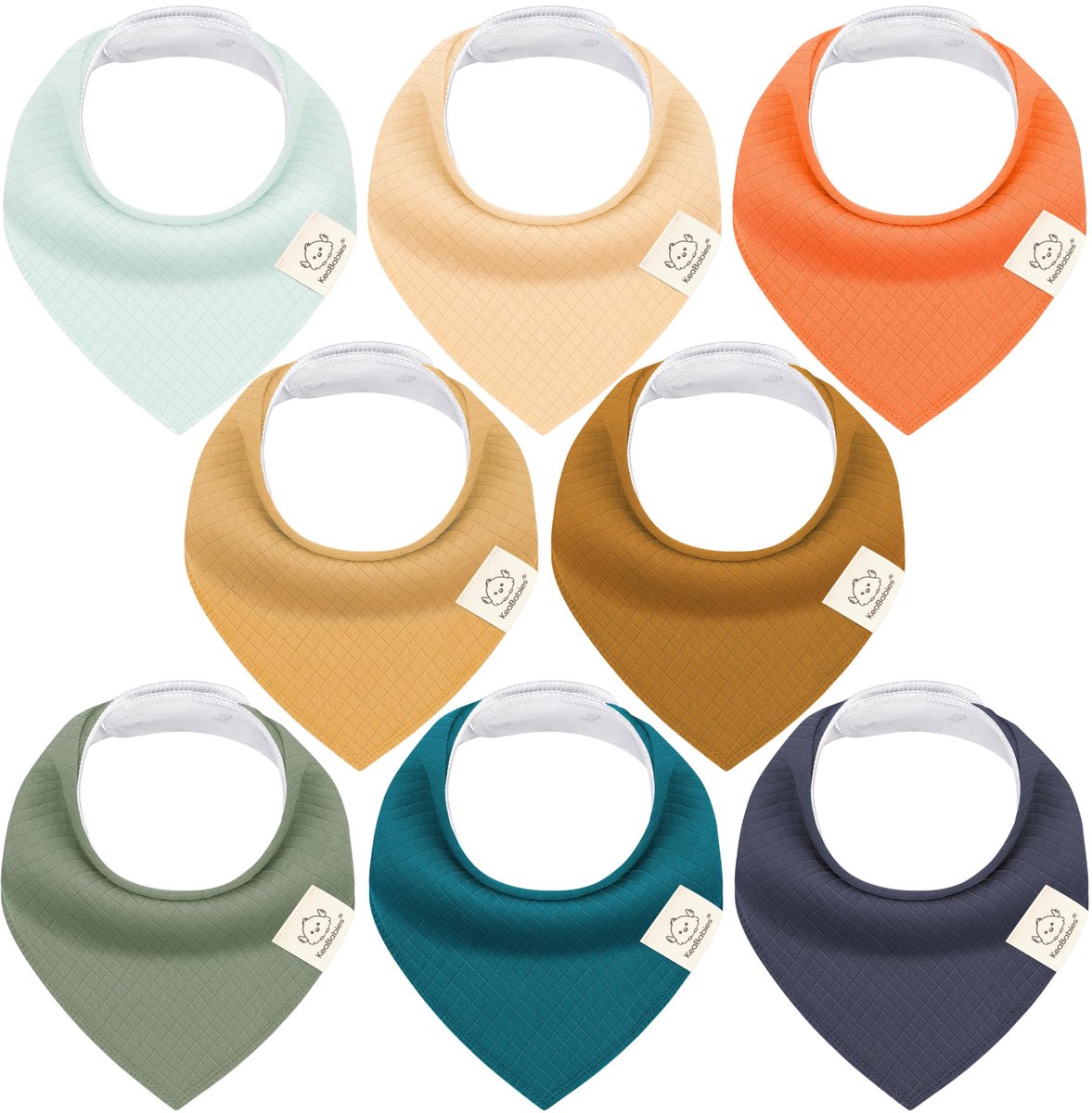 KeaBabies 8-pack babyslabbetjes met driehoekige vorm voor meisjes en jongens - Slabbetjes van biologisch katoen voor doorkomende tandjes, zachte, absorberende babybandana voor pasgeborenen, wasbare babybandana's tegen kwijl (Eclipse)