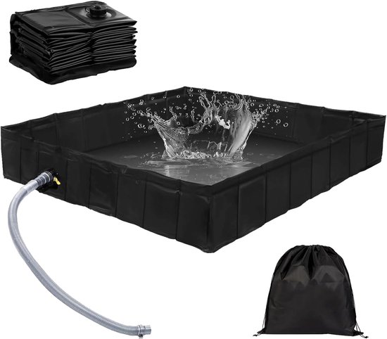 Opvouwbare campingdouchebak – 104x104x13 cm – met afvoerslang – zwart