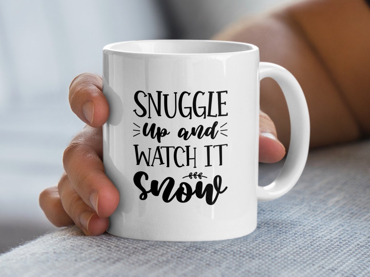 Knuffel Up and Watch It Snow Mok, Winter Themed Mok, Feestdag Cadeau Idee, Kersttijd Mok