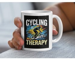 Cycling is My Therapy Mug, Fietser Cadeau, Fiets Mok, Funny Mug, Gift for Cyclist, Sport Mok, Koffiemok, Thee Mok