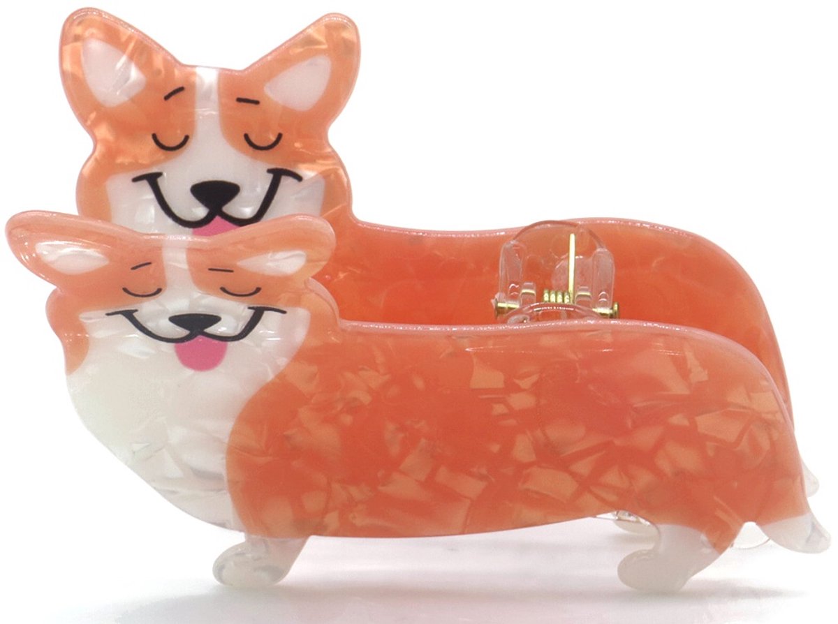 Haarclip - Corgi Hond Design - 8.5 cm - Trendy Stevig Speels & Kleurrijk