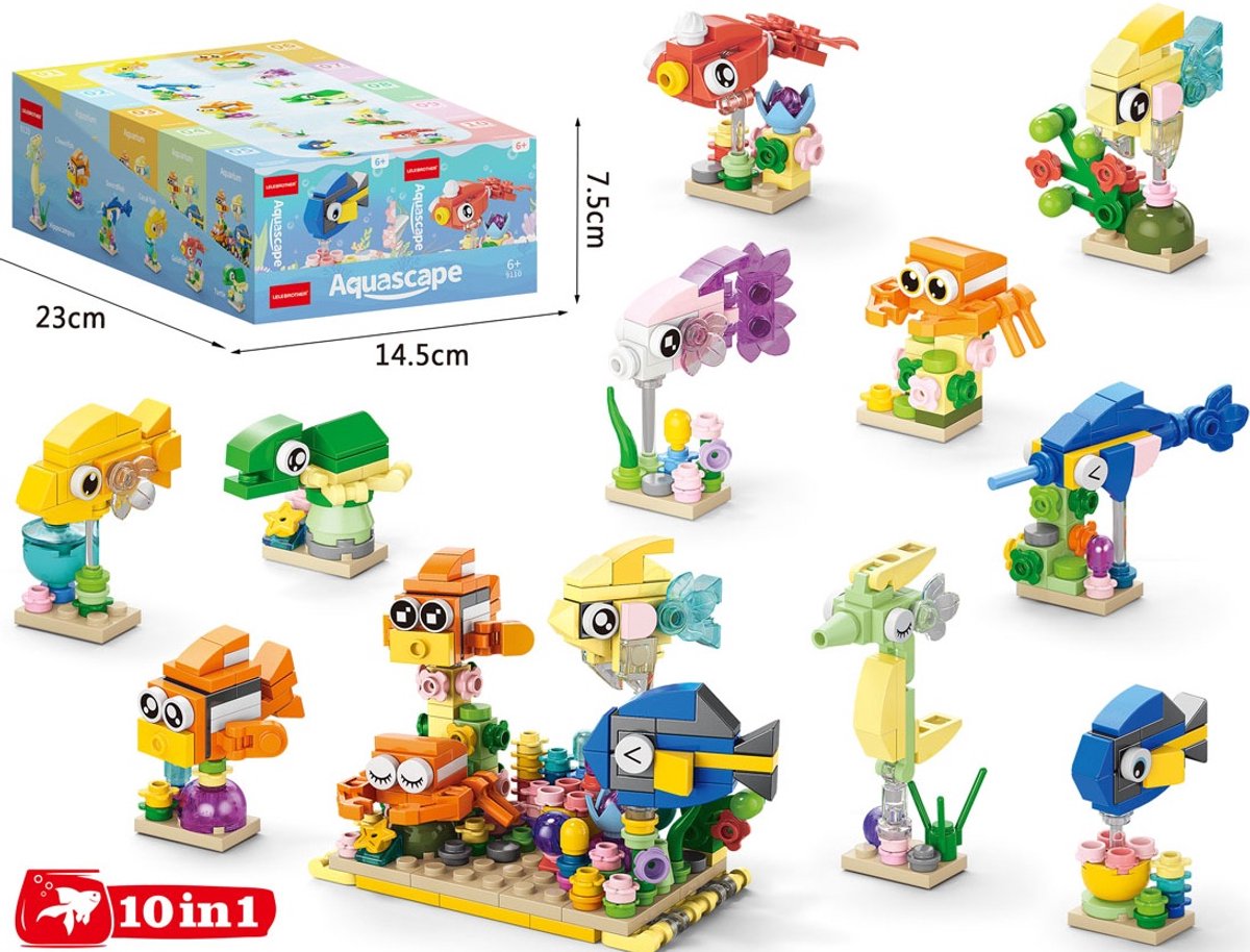 Bouwstenen Set - Onderwater thema - 10 in 1 - Complete Set 10 stuks