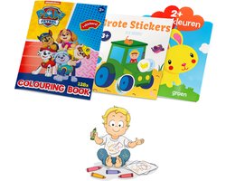 3 kleurboeken / stickerboeken voordeelpakket - Voor kinderen van 2 jaar en 3 jaar - Eerste kleurboek voor peuters met extra grote stickers - Paw Patrol, Boerderij en dieren - Kleuren leren - Cadeau jongen / meisje - Tekenen - Doeboeken