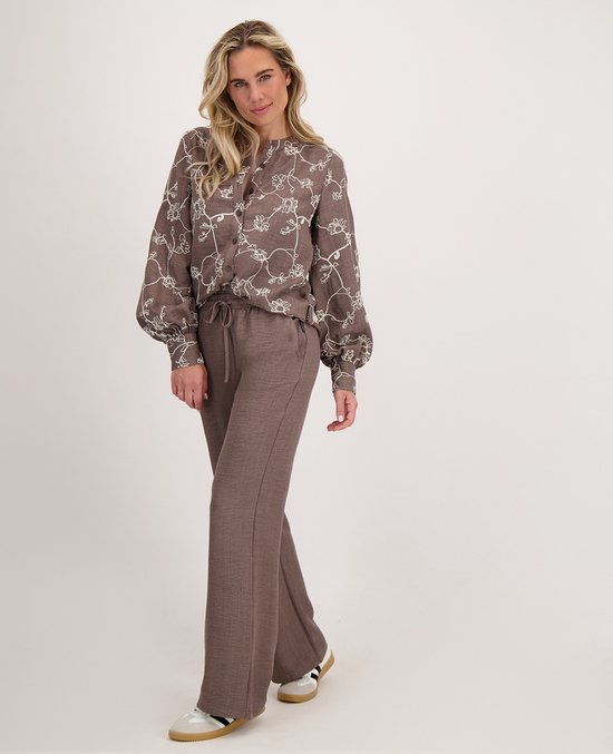 Je m'appelle Dames Broek Straight fit Met stretch - Bruin - Maat XL