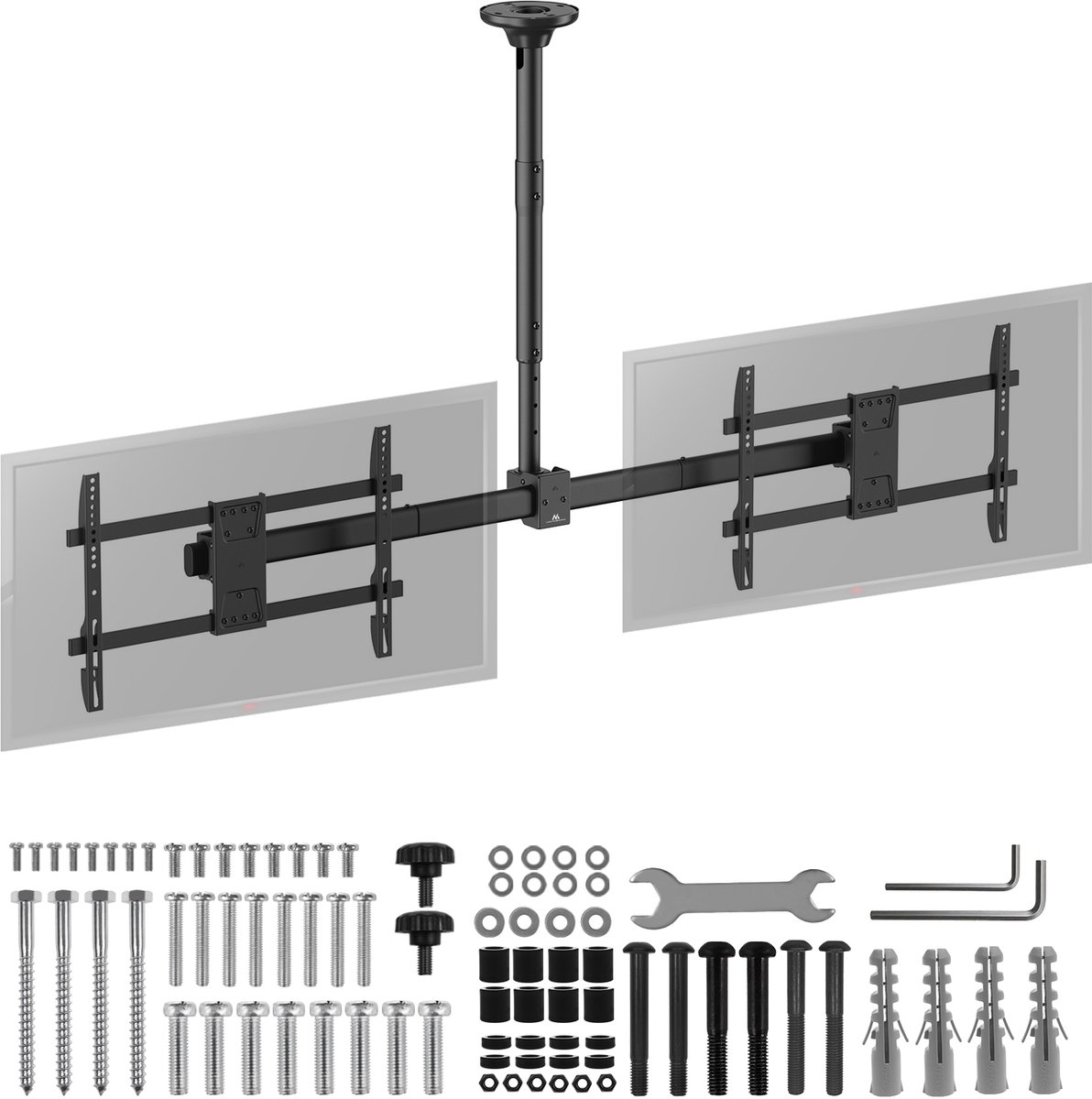 Maclean plafondbeugel voor twee TV's, max. belasting 2x40kg, 34-60", max VESA 600x400, MC-111 B
