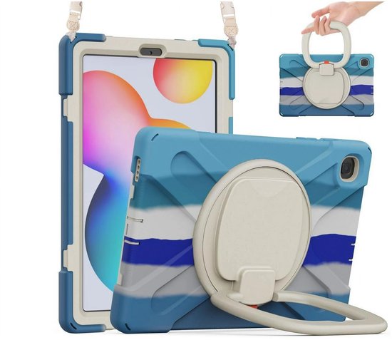 Toetsenbord hoes voor Samsung Galaxy Tab S6 Lite 10,4 inch 2020/2022/2024 met muis, slim zacht hoesje met Bluetooth toetsenbord, afneembare tablethoes met potloodhouder(Blue