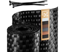 KADAX K4329 Inkijkbescherming voor balkon terras hek weerbestendige inkijkbeschermingsmat van PE-rotan per meter balkonbekleding met kabelbinders inkijkbescherming (0 9 x 1 m zwart) 0 9x1m