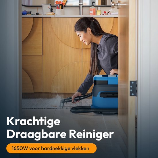 BOLLIT 5-in-1 Tapijtreiniger PRO 1650W - Stoomreiniger en Vlekkenreiniger - 100° Stoom - Bankreiniger - Meubelreiniger - Handstomer - Matrasreiniger - Zetelreiniger - Reiniger voor auto, bank, vloer, en tapijt