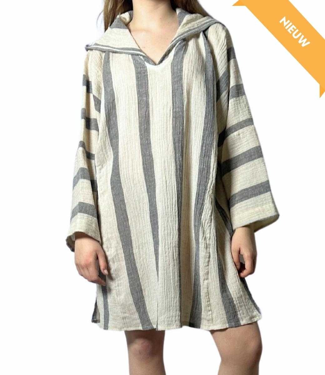 Strand Sauna Tuniek Breeze Paket Black – Met Capuchon Van Katoen-linnen