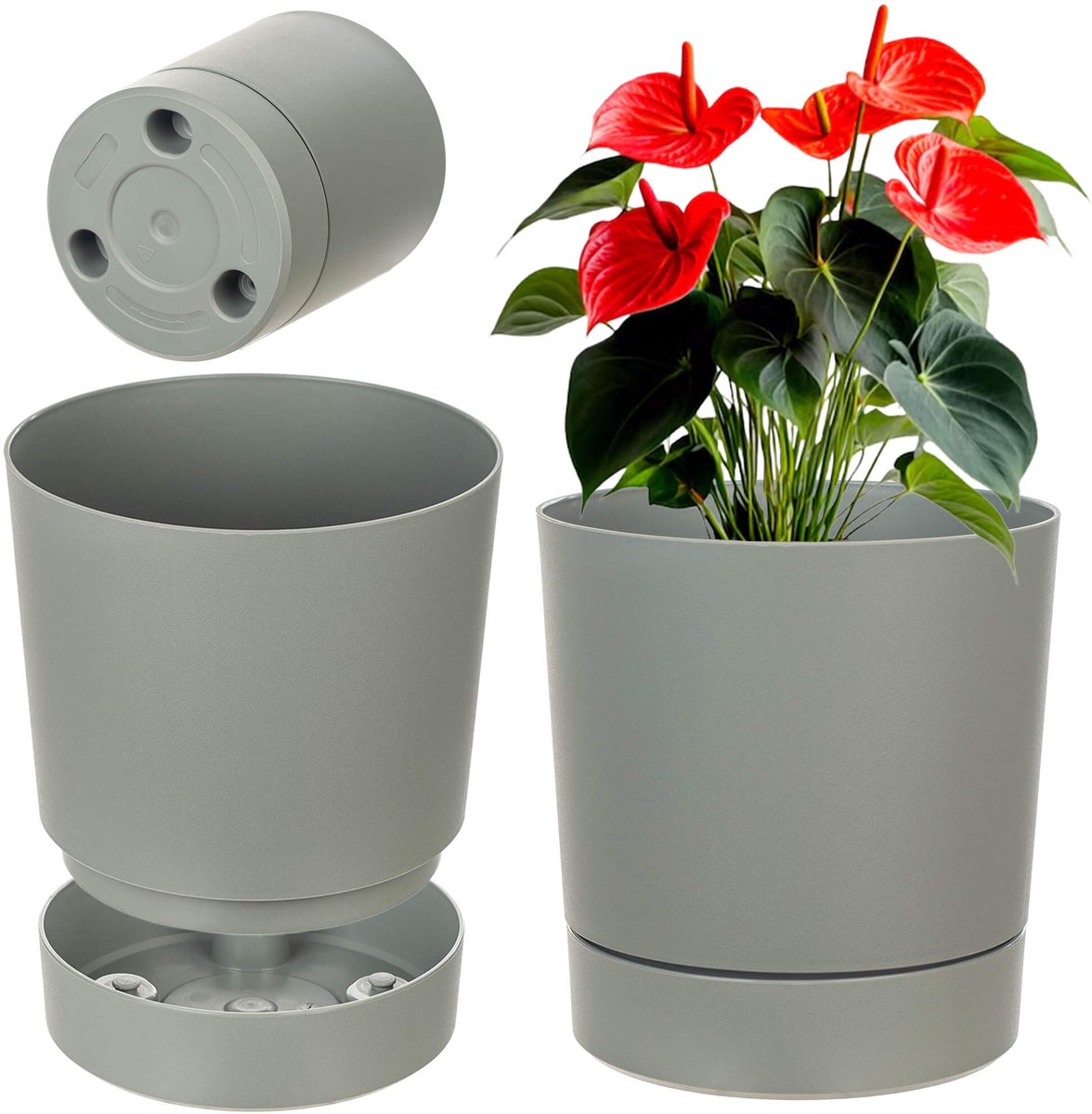 KADAX Aura 145 gerecyclede plantenbak met standaard - grijs