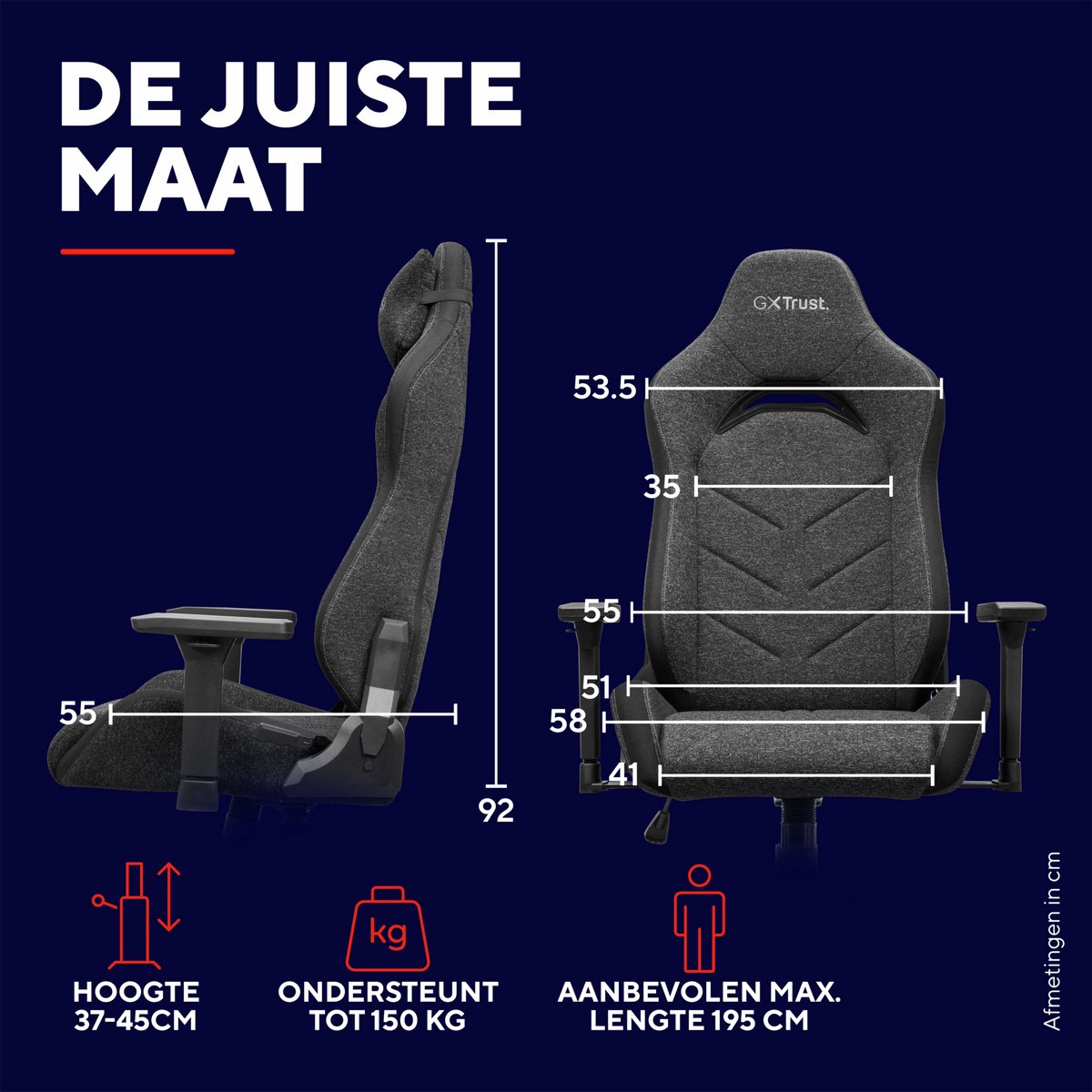 Trust GXT 723F Ruya Fabric - Gaming Stoel - Ergonomisch - afbeelding 3