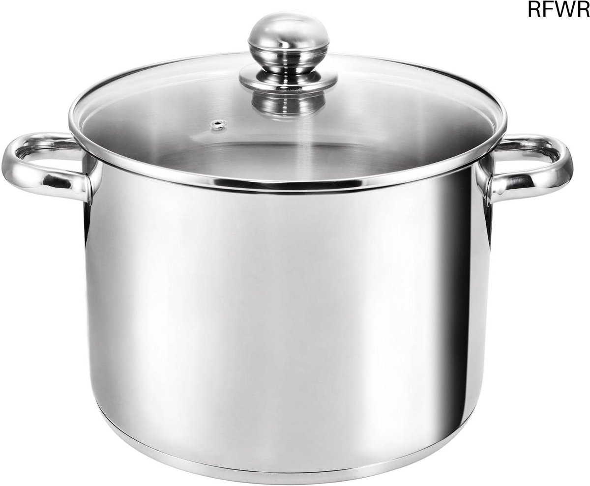 RFWR® Inductie Steelpan 24 cm met Glazen Deksel - 9 Liter RVS