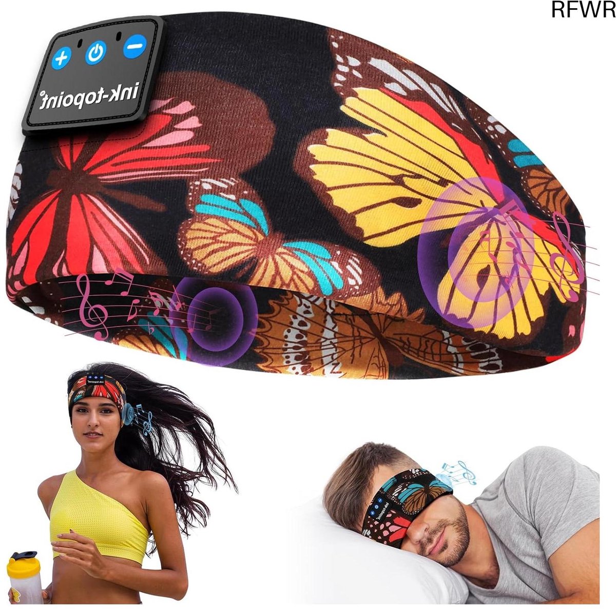 RFWR® Comfortabele Bluetooth Slaaphoofdtelefoon met Dunne Luidsprekers voor Gratis Beweging