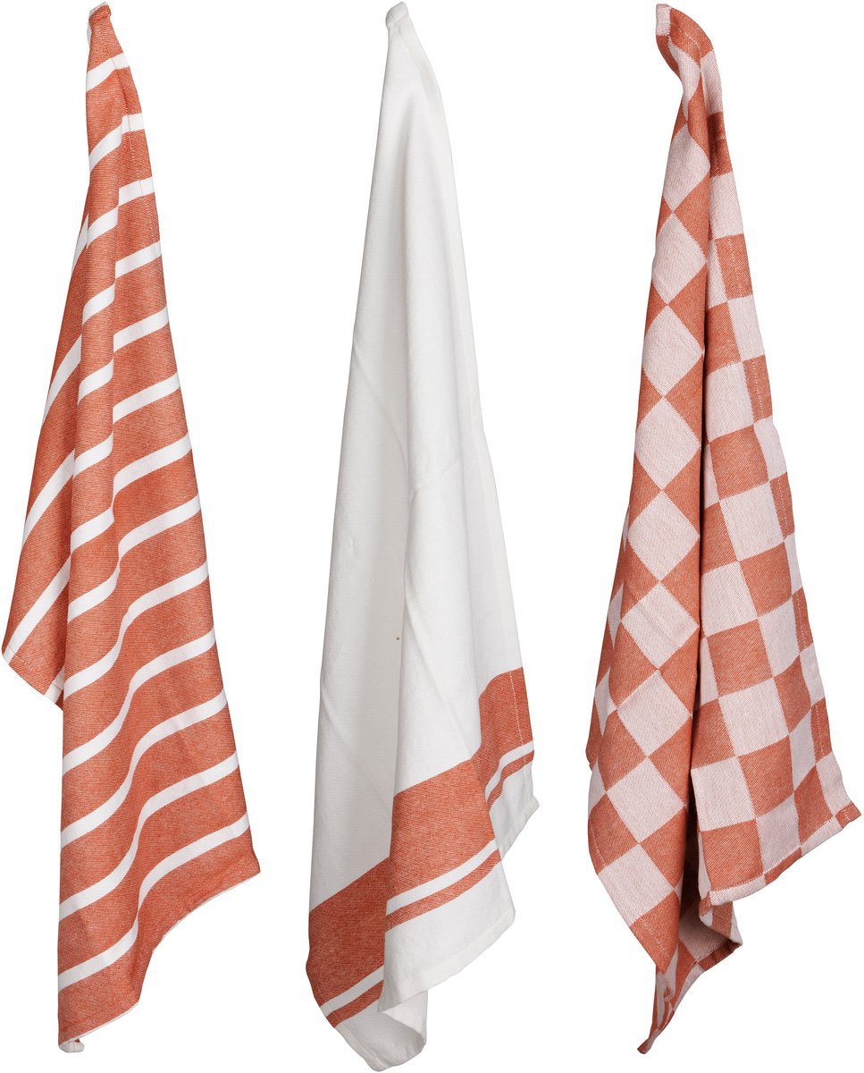 Cosy & Trendy Theedoek Stoff Roest - 3 Stuks 50 x 70 cm - Katoen - Stevige Kwaliteit
