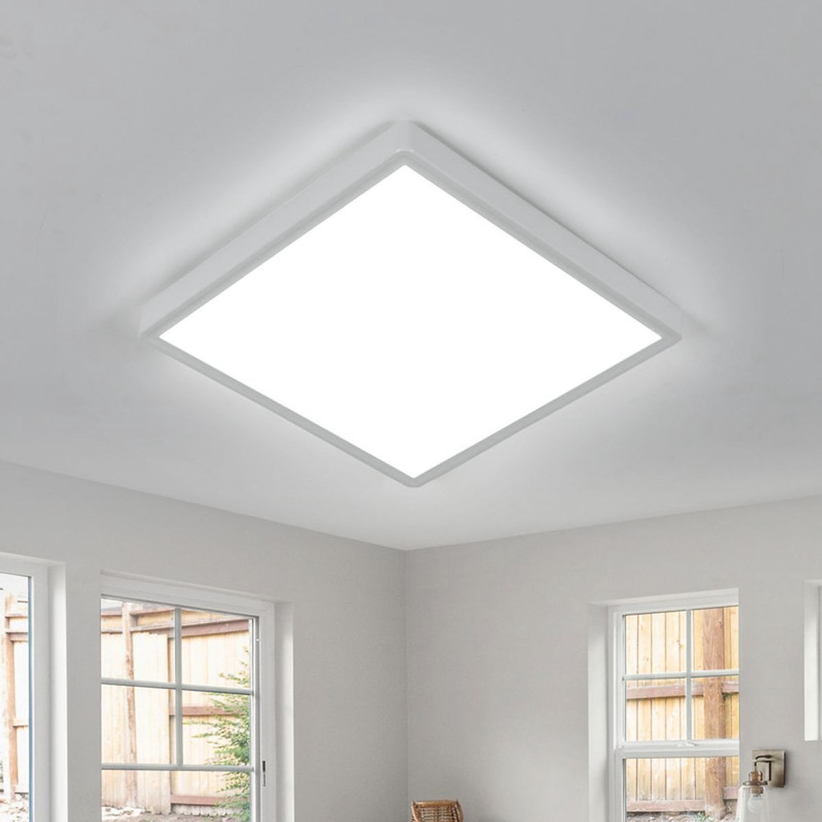 Vierkante LED plafondlamp 30cm, 24W, 2700 lm, waterdicht IP45, voor de badkamer, modern en slank design, 6500 K, ideaal voor een slaapkamer of keuken