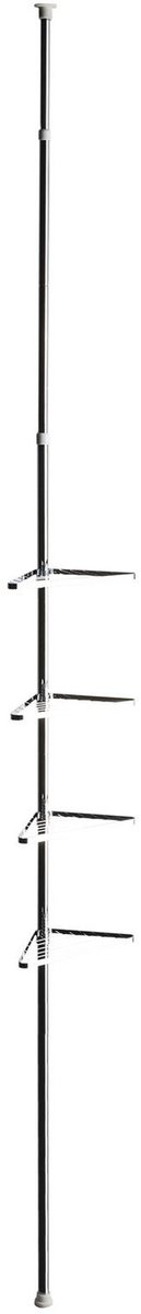 HI Doucherek - telescopische stang - 4-laags - metaal - 145 tot 250 cm - badkamer rek