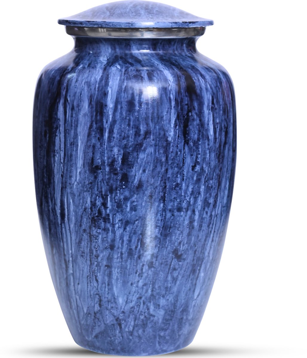 XXL As Urn - 3.5 Liter - Crematie Urn - Uniek - Voor Huisdieren of Menselijk As - Crematie As - Mini Urn - Decoratie Urn - Modern Blue
