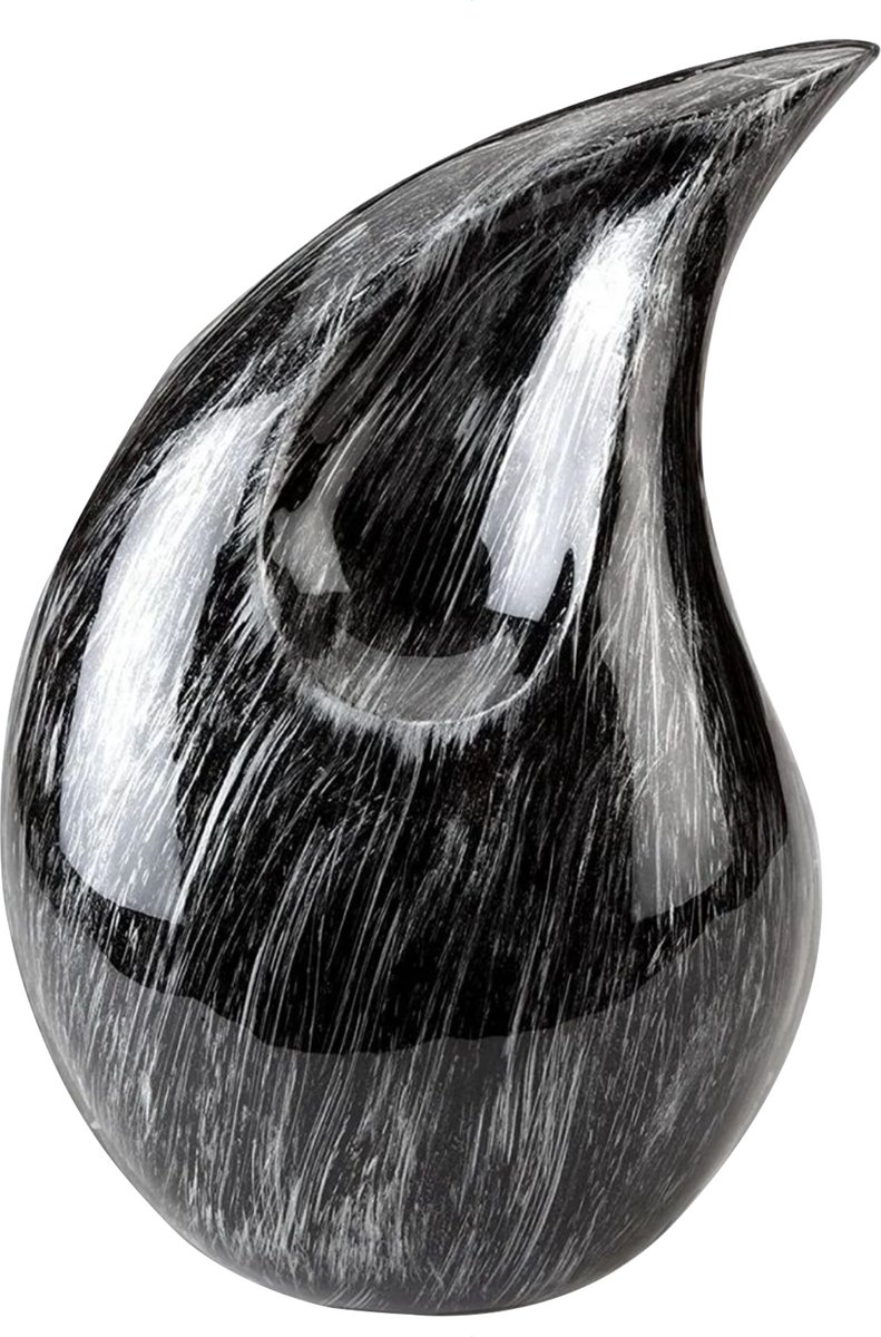 XXL As Urn - 2.8 Liter - Teardrop - Druppel Urn - Crematie Urn - Uniek - Voor Huisdieren of Menselijk As - Crematie As - Decoratie Urn - Perfect Black