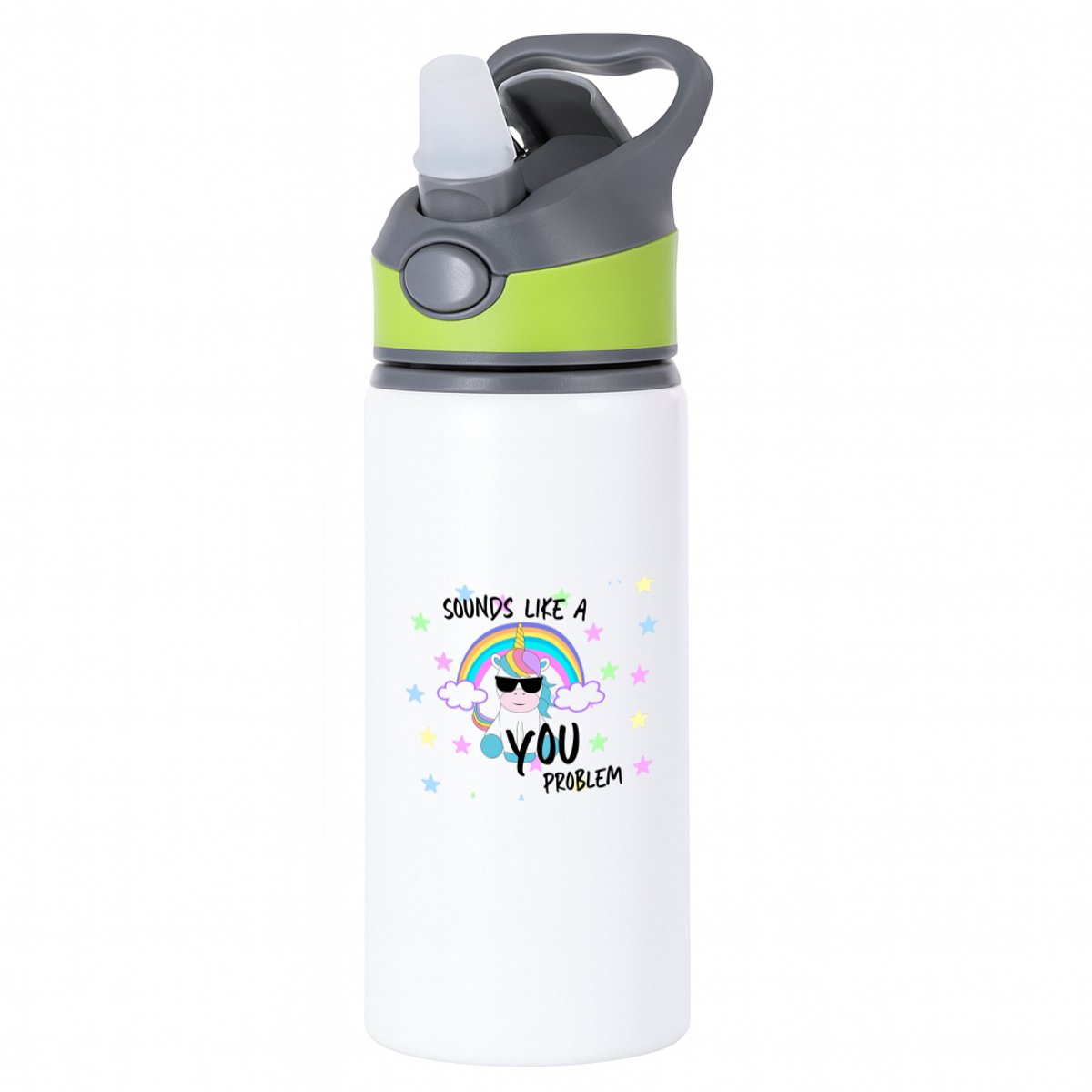Hacebo® - Unicorn cadeau - waterfles met rietje groen - Unicorn - Eenhoorn verjaardag - met opdruk - Verjaardag cadeau - Leuke grappige - Unicorn speelgoed - Cadeau voor hem en haar - met tekst - water fles - 650ML