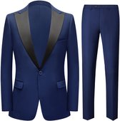 ALLTHEMEN Heren Effen Pak met Enkelsnoer - Middenachter split - XL