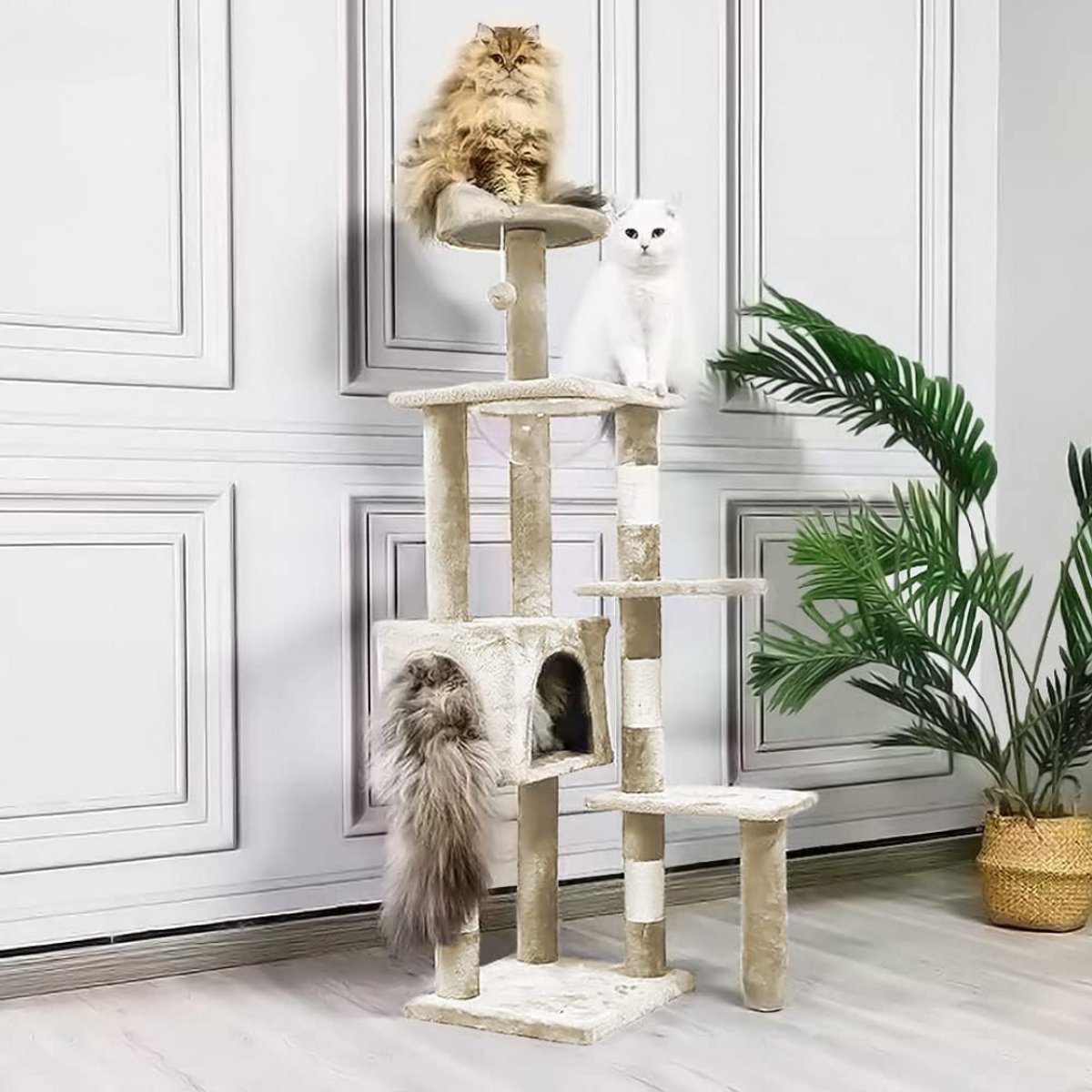ZRSS® Krabton - Krabpaal voor katten - Klimmeubel - Beige