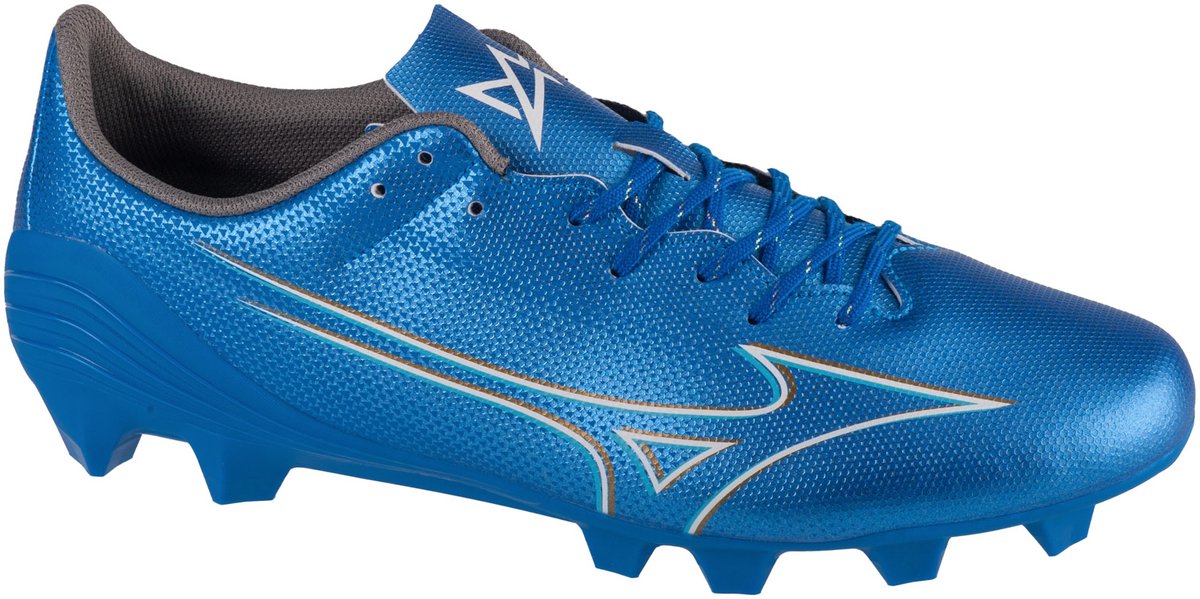 Mizuno Alpha Select FG voetbalschoenen in blauw, EU 45, lichtgewicht ontwerp met externe tegenstructuur voor snelheid en c...