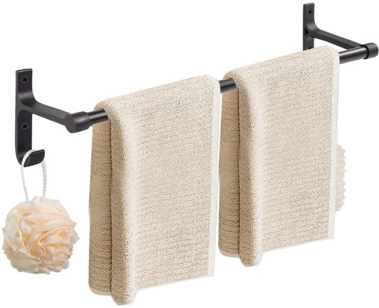 KYOEON Handdoekhouder, 60 cm Handdoekhouder Muur Matzwart