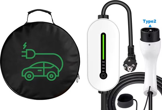 Dé Type 2 Laadkabel Schuko 3,68kW [1 Fase, 8m, 6 16A], EV Laders Met Regelbaar Digitaal Display Voor Elektrische Auto S Lader 3008 508 C5x Q3 X3 Zoe Id 3 Id 4 En Andere Phev Ev 1013320338