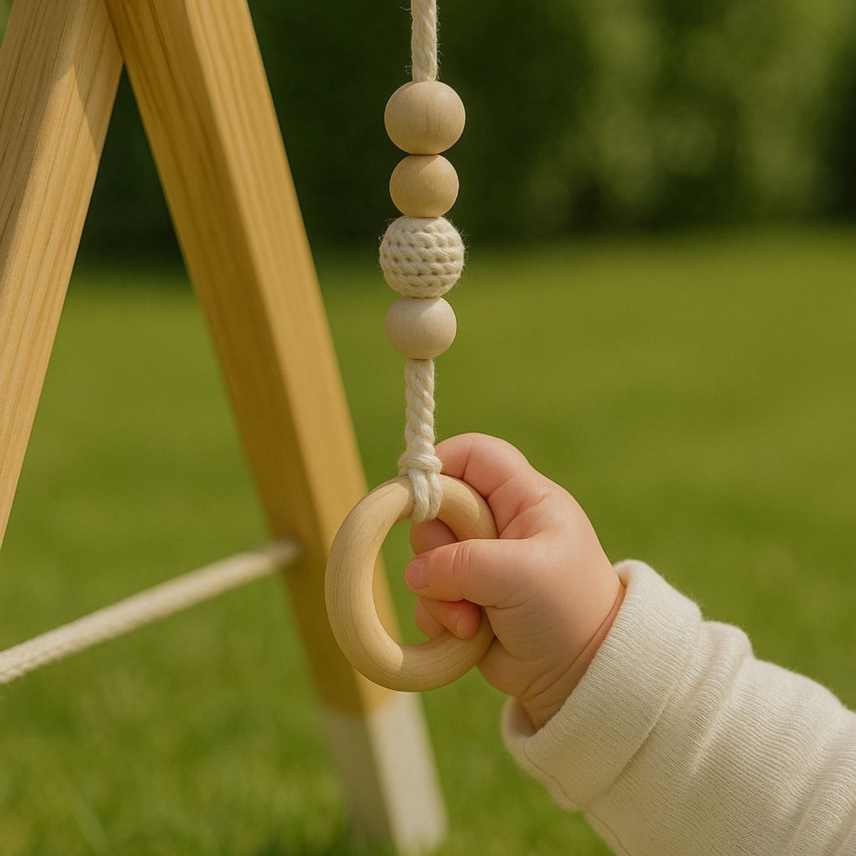Maxx Kidz Houten Babygym - Stevige & Veilige Constructie van Hout - Speelgoed voor Baby van 6 maanden - Gym met 5 hangers — afbeelding 7