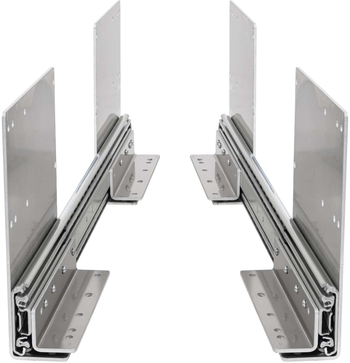 Set ladegeleiders 100cm + H42 / 118 / 194 mm hoge vloerbeugels + binnenbeugels 40" volledig uitschuiven en 250 kg belastbaar - 2 stuks heavy duty korte zware robuuste lade rails 1000mm 40 inch