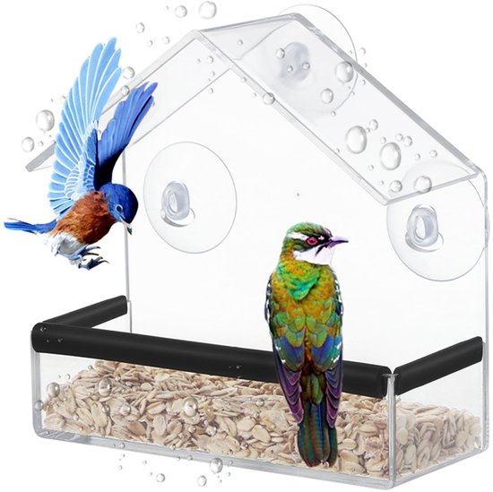 MrCrafts Vogelhuisje om op te hangen, met telefoonbox, thuis, hangend vogelhuisje van metaal, voederhuisje voor wilde vogels, weerbestendig