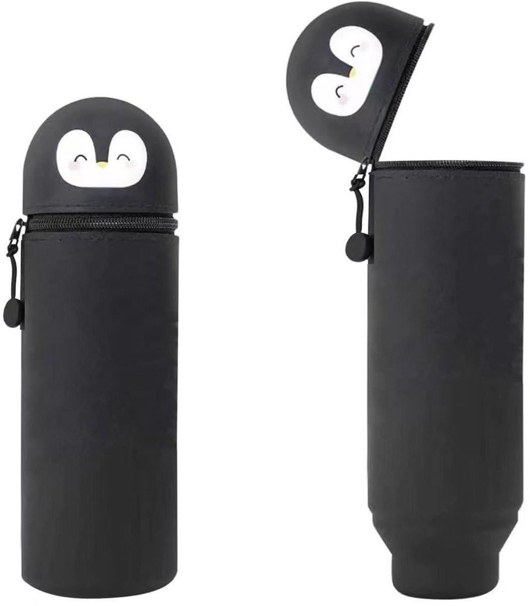 Kawaii 2-in-1 Pennenetui - Grote Capaciteit met Zacht Siliconen Vak - Cartoon Design
