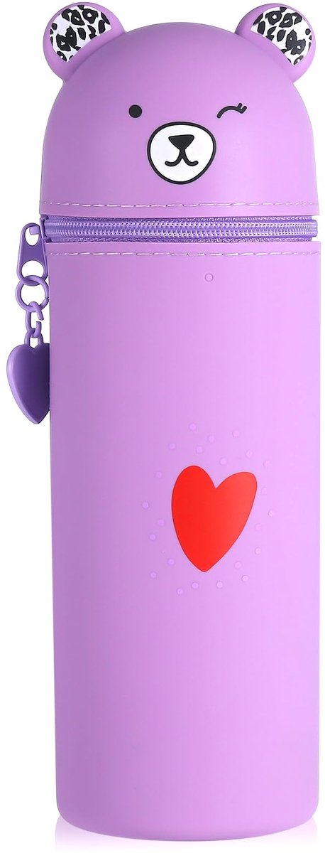 Kawaii Etui - Zacht Siliconen 2-in-1 Pennenhouder - Voor School & Tieners - Lila