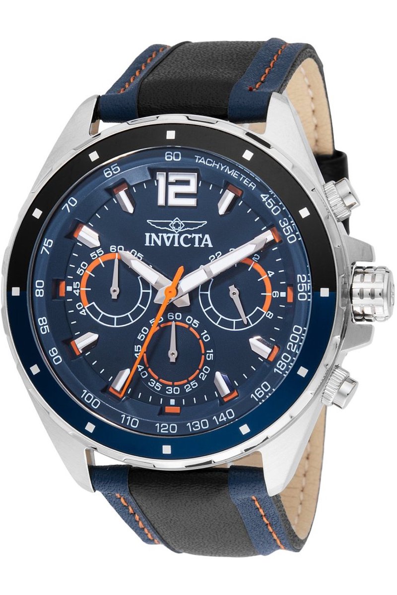 Invicta Racing 49357 Heren Horloge - Waterdicht - Analoog - Quartz Uurwerk - Roestvrij Staal met blauwe Wijzerplaat - 44mm